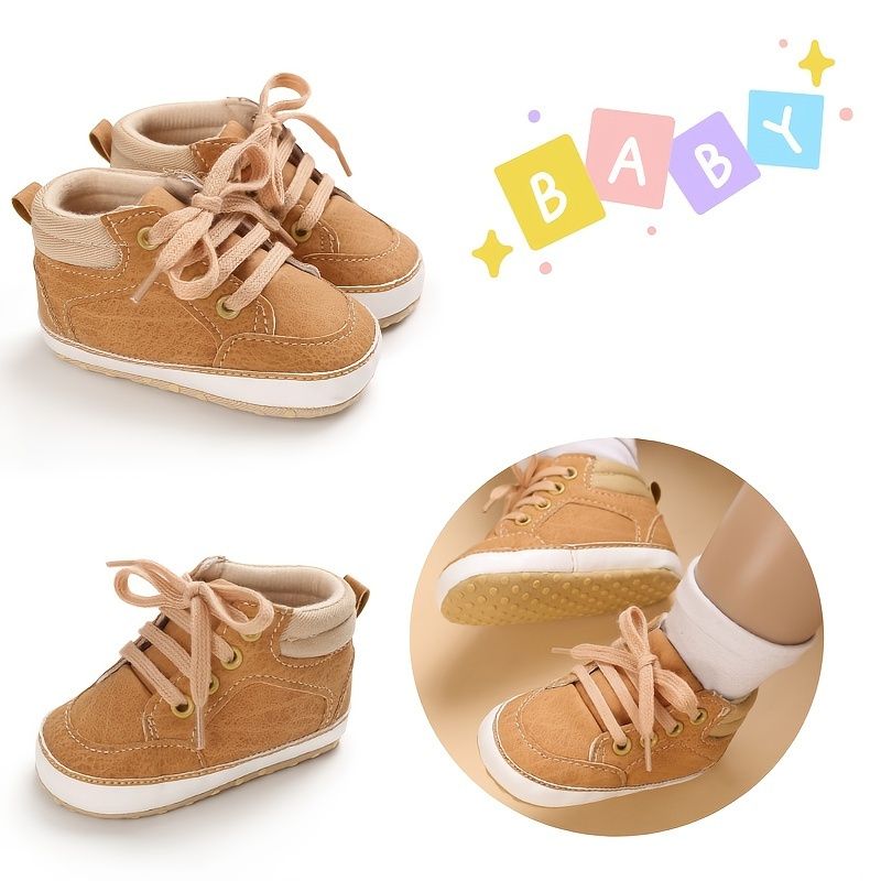 Infant Baby Drenge Sneakers Blød Sål Non-slip Newborn High Top First Walker Sko