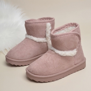Piger Casual Fleece Thermal Snestøvler Flad Sål Høj Top Komfortable Støvler Til Vinter Udendørs