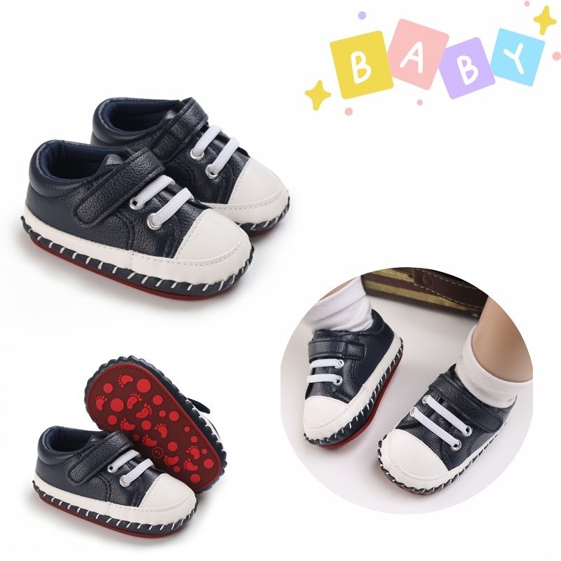 Småbørn Baby Drenge Læder Sneakers Blød Gummi Skridsikker Newborn First Walker Sko