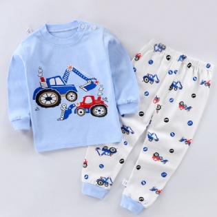 2-delt Køretøjsmønsterpyjamas Til Småbørn