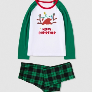 2 Stk Glædelig Jul Drenge & Piger Langærmet Tegneserieprint Pyjamassæt