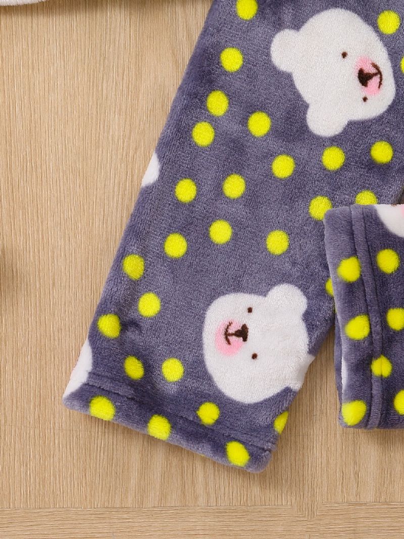 2 Stk Ny Efterår Vinter Drenge Og Piger Fortykket Flannel Cardigan Prikkede Pyjamassæt
