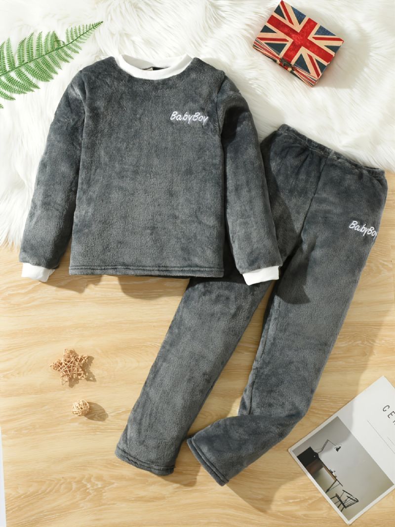 2 Stk Nyt Efterår Vinter Drenge & Piger Børn Pyjamas Loungewear Langærmede Jakkesæt