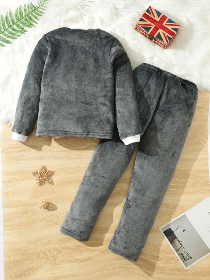 2 Stk Nyt Efterår Vinter Drenge & Piger Børn Pyjamas Loungewear Langærmede Jakkesæt