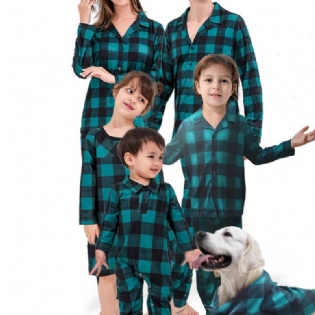 2023 Efterår Vinter Nyt Børne Plaid Langærmet Revers 2-delt Pyjamas Hjemmetøj