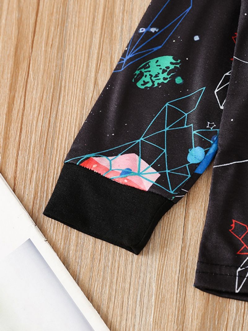 2stk Drenge Planet Printede Bluser & Bukser Pyjamassæt