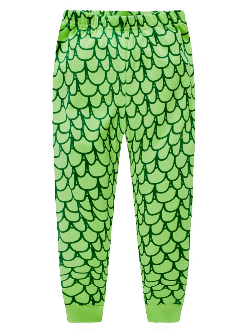 2stk Drenge Tegneserie Dinosaur Print Pyjamas Sæt Sød Afslappet Termisk Rund Hals Langærmede Toppe Og Bukser Til Vinter