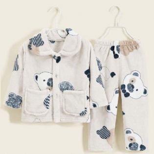 2stk Drenge Tyk Bamse Flanell Pyjamas