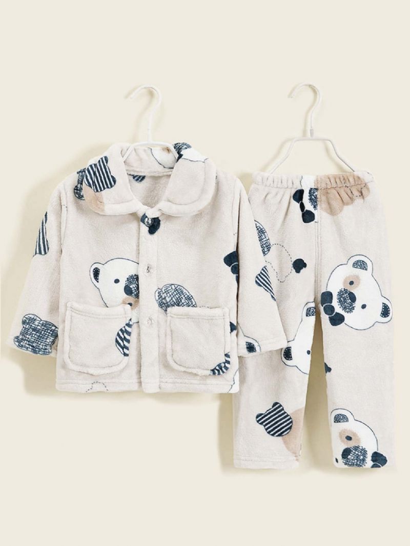 2stk Drenge Tyk Bamse Flanell Pyjamas