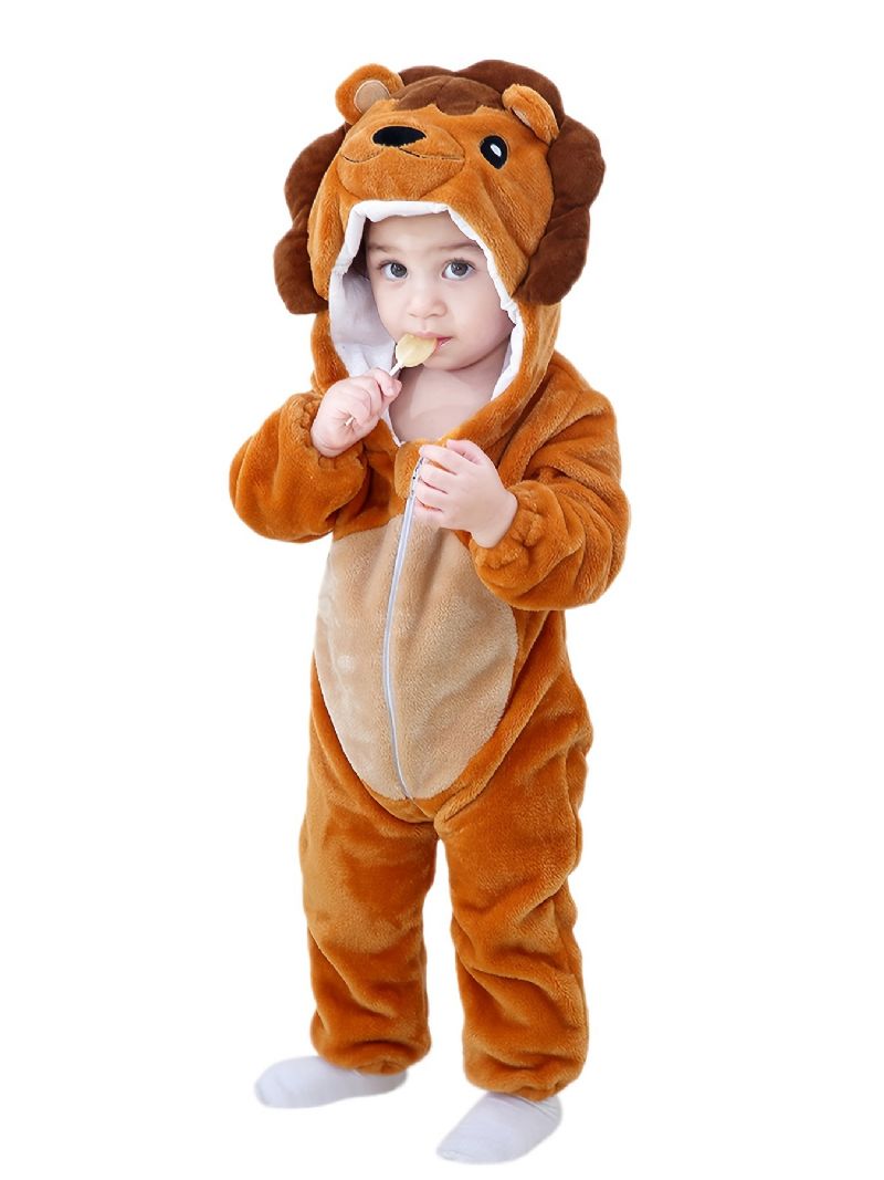Baby Hooded Romper Thermal Animal Costume Jumpsuit Novelty Pyjamas