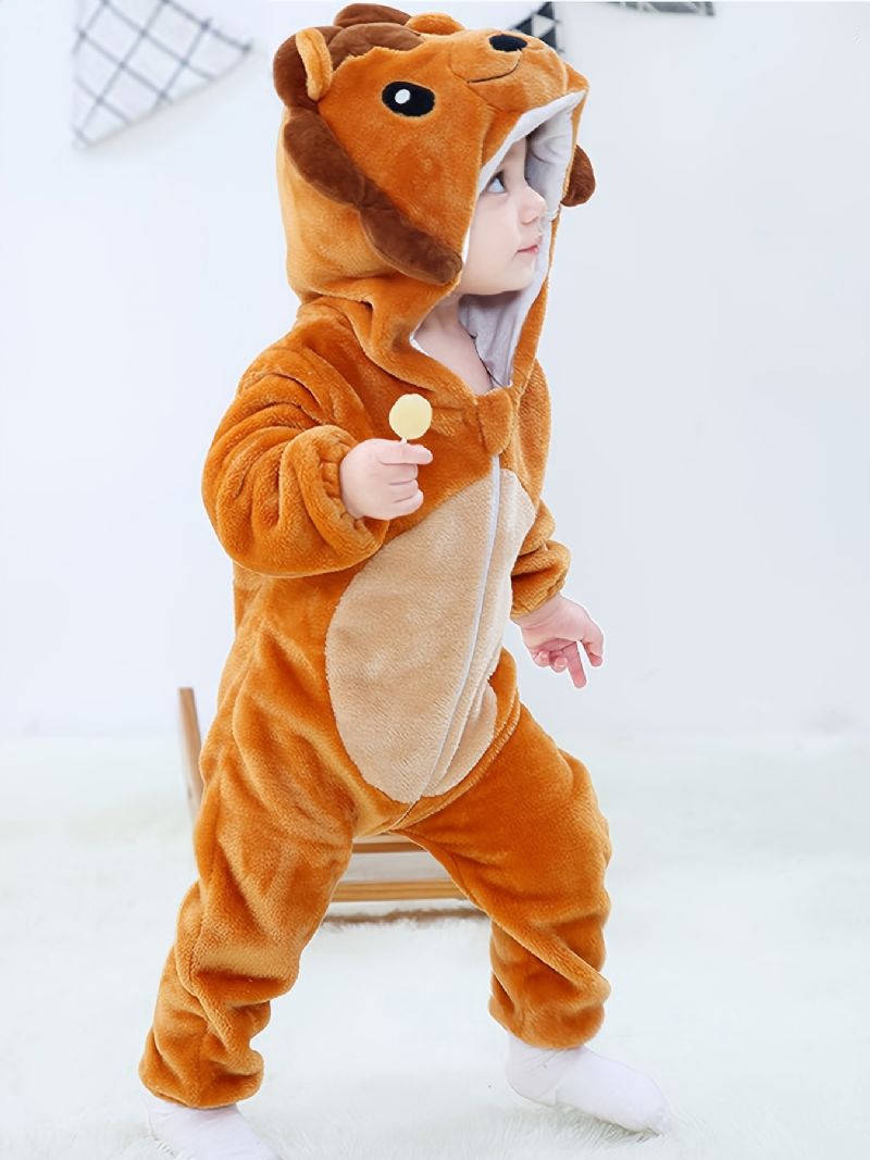 Baby Hooded Romper Thermal Animal Costume Jumpsuit Novelty Pyjamas