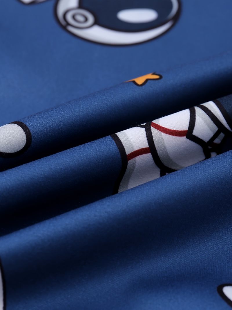 Baby Pyjamas Sød Tegneserie Astronaut Print Med Rund Hals Langærmet Top & Bukser Sæt Til Drenge Piger