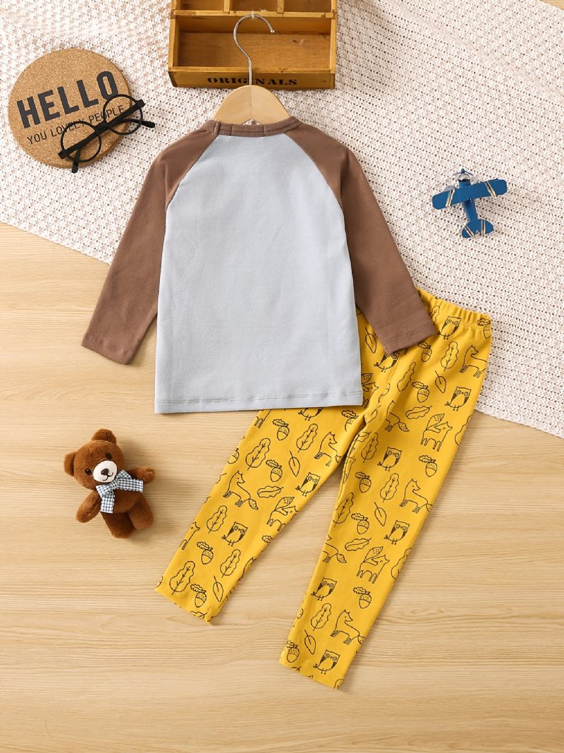 Babypyjamas Familieoutfit Skateboard Hundeprint Med Rund Hals Og Langærmet Top Og Bukser Sæt Til Drenge Piger Børnetøj