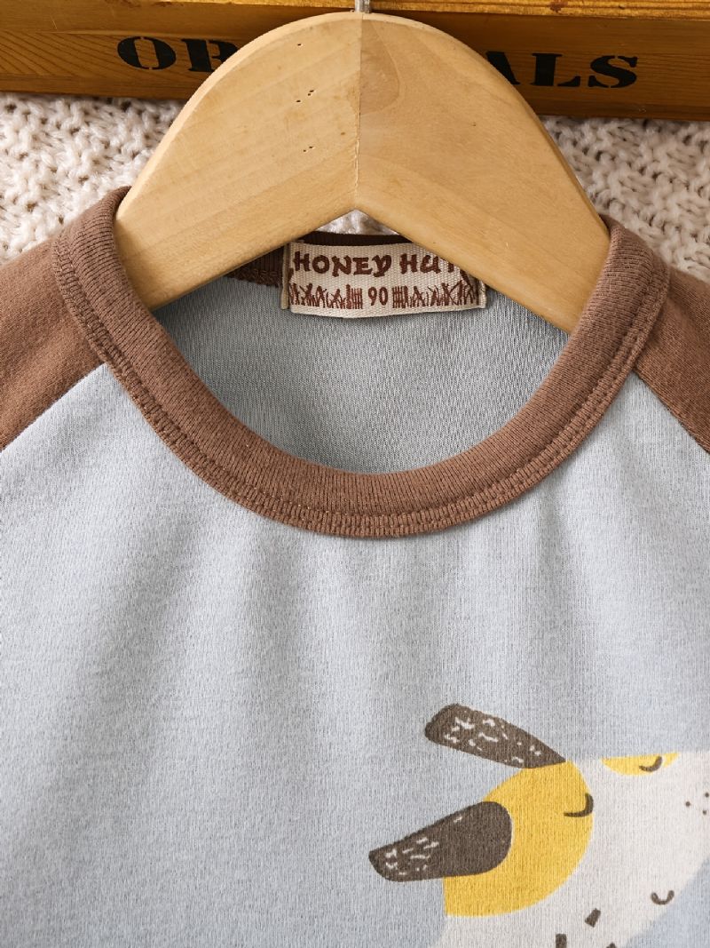 Babypyjamas Familieoutfit Skateboard Hundeprint Med Rund Hals Og Langærmet Top Og Bukser Sæt Til Drenge Piger Børnetøj