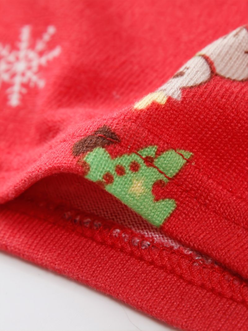 Børn Afslappet Sød Jul Trykt Rund Hals Langærmede Bukser Pyjamas Sæt