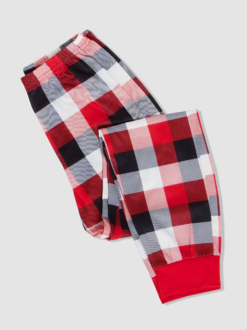 Børn Drenge Pyjamas Jul Elements Bogstaver Print Rundhals Langærmet Plaid Bukser Sæt