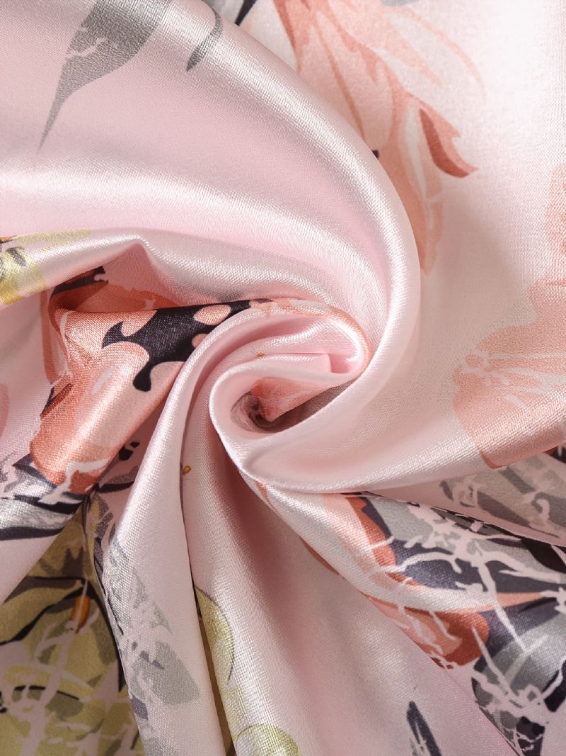 Børn Piger Drenge Blomstermønster Satin Lounge Wear Hjemmetøj Langærmede Top & Matchende Buksesæt Børnetøj Pyjamassæt