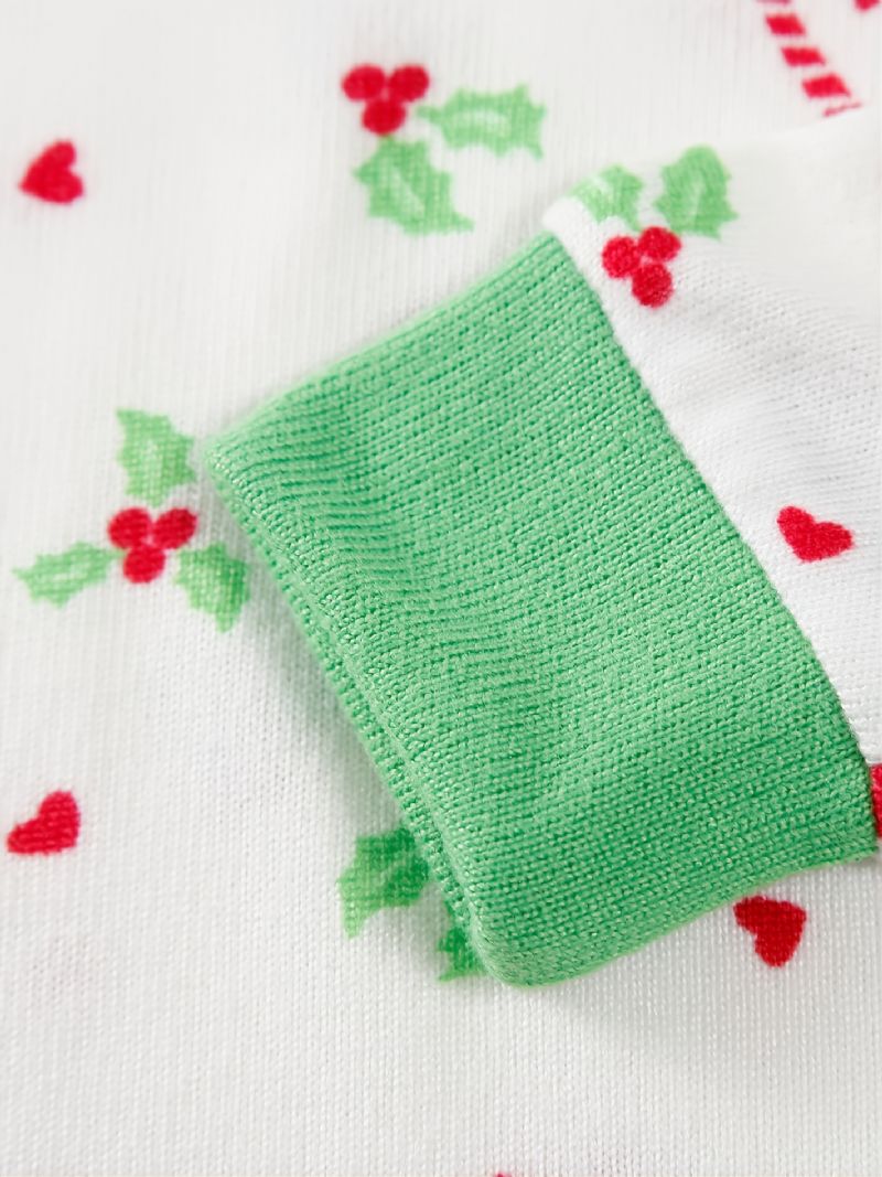 Børnejulepyjamas Sødt Print Med Rund Hals Og Langærmet Top Og Bukser Sæt Til Drenge Piger