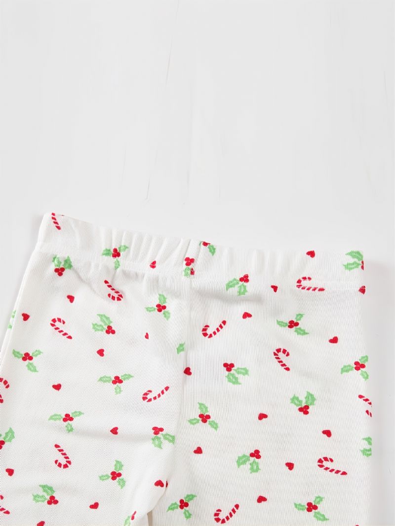 Børnejulepyjamas Sødt Print Med Rund Hals Og Langærmet Top Og Bukser Sæt Til Drenge Piger