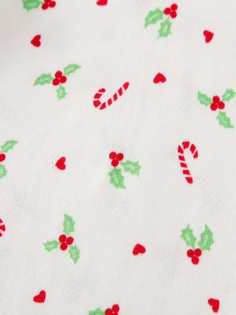 Børnejulepyjamas Sødt Print Med Rund Hals Og Langærmet Top Og Bukser Sæt Til Drenge Piger