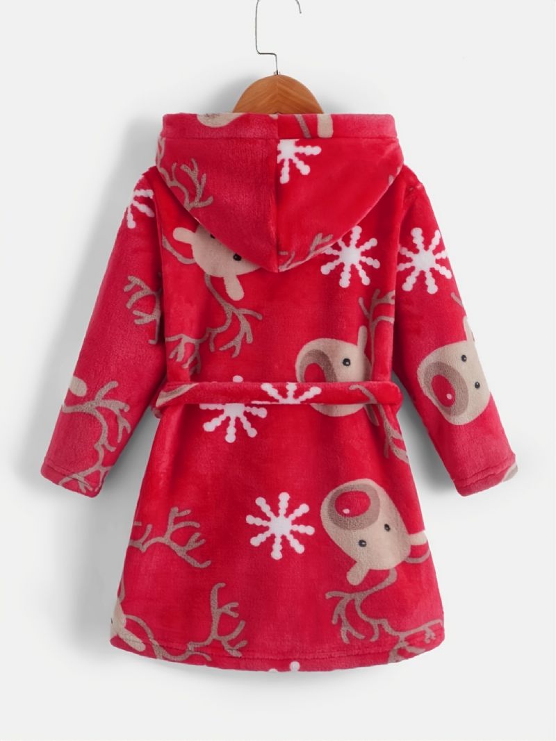 Christmas Børn Deer Print Langærmet Hætte Pyjamas