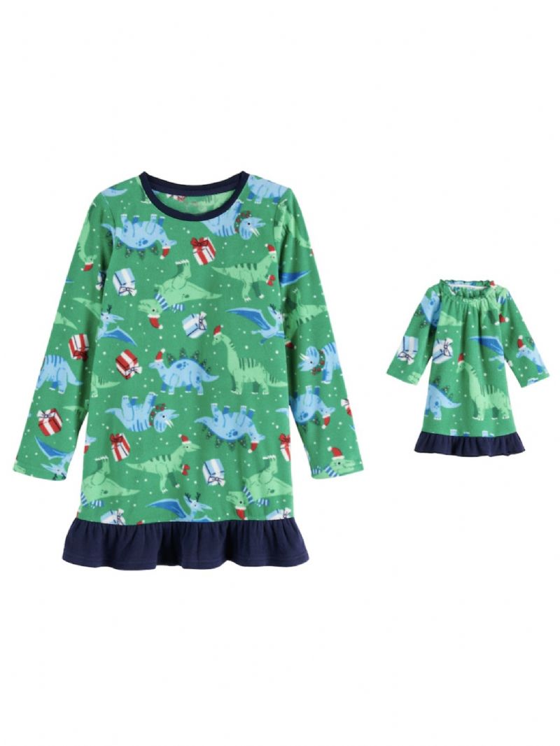 Crew Neck Pyjamassæt Med Fawn Print Til Baby Drenge Piger Jul