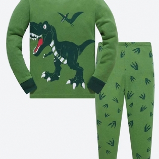 Drenge 2 Stk Pyjamas Tegneserie Dinosaur Jurassic Park Langærmet Bomuldsdragt