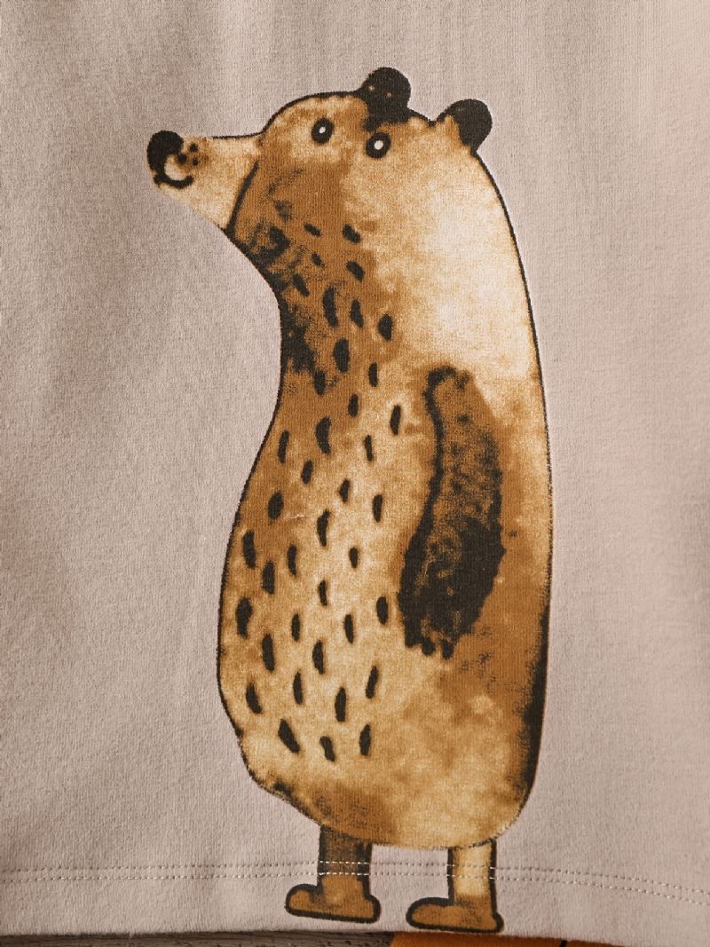 Drenge Casual Cartoon Animal Print Pyjamas Sæt Med Pullover Langærmet Top & Bukser Sæt