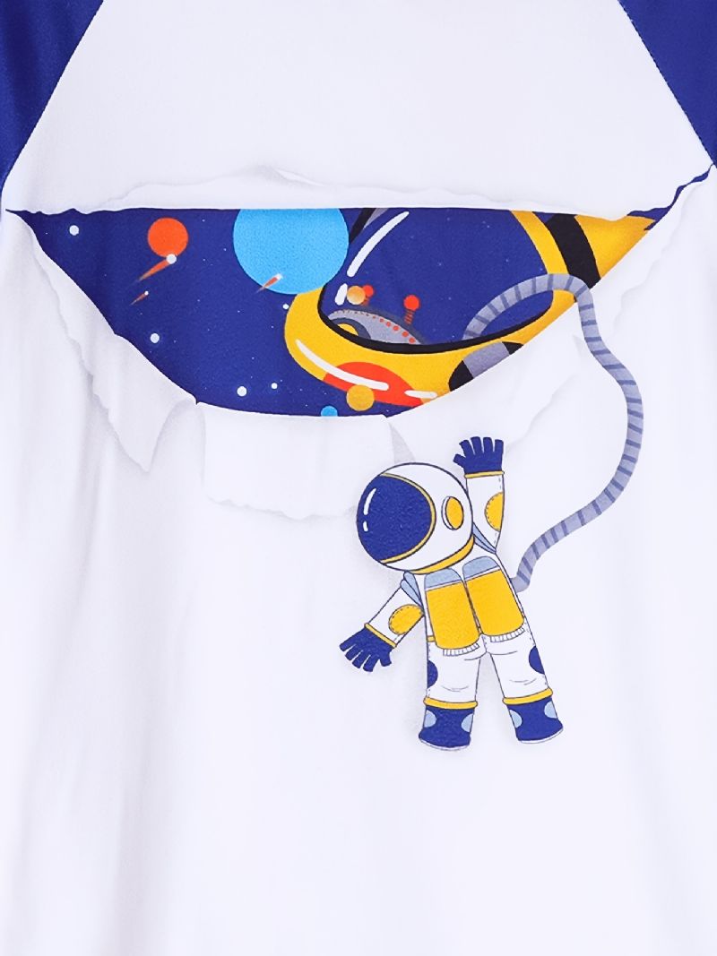 Drenge Pyjamas Familieoutfit Astronaut Print Rundhalset Kortærmet Tee & Shorts Sæt Børnetøj