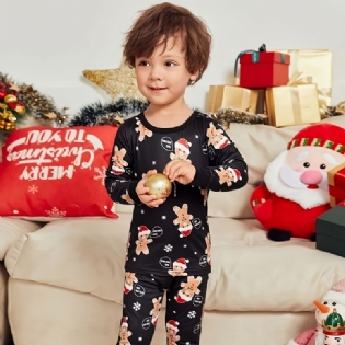 Drenge Pyjamas Juleprint Rundhals Langærmet Top & Bukser Sæt