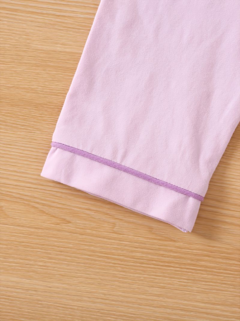 Efterår Vinter Børn Ensfarvet Revers Langærmede Bukser Pyjamas Sæt