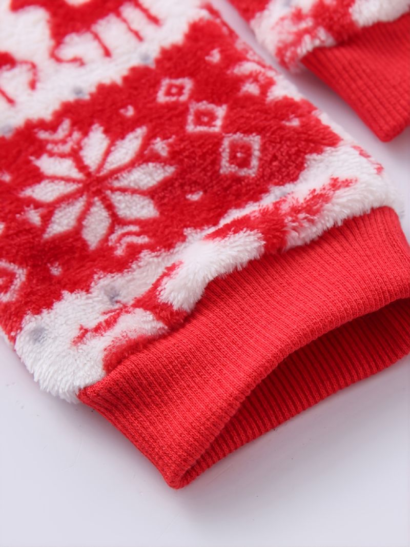 Efterår Vinter Nye Piger Drenge Flanell Hjorte Printet Jule-pyjamas I Ét Stykke