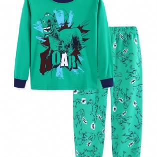 Langærmet Pyjamassæt Til Drenge Med Dinosaurtryk Til Vinter