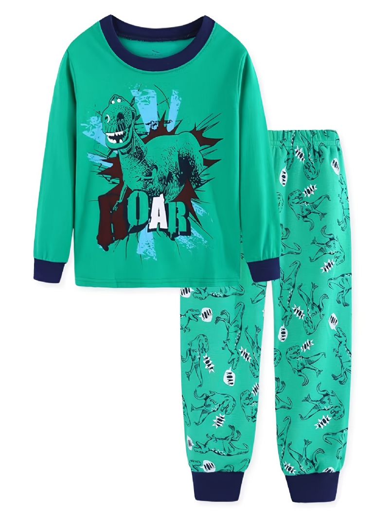 Langærmet Pyjamassæt Til Drenge Med Dinosaurtryk Til Vinter