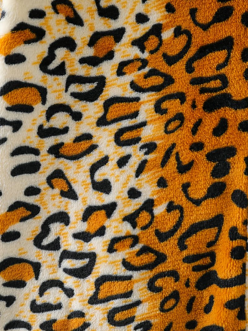 Leopardprintet Pyjamas Med Hætte I Flannel Med Lynlås Til Børn