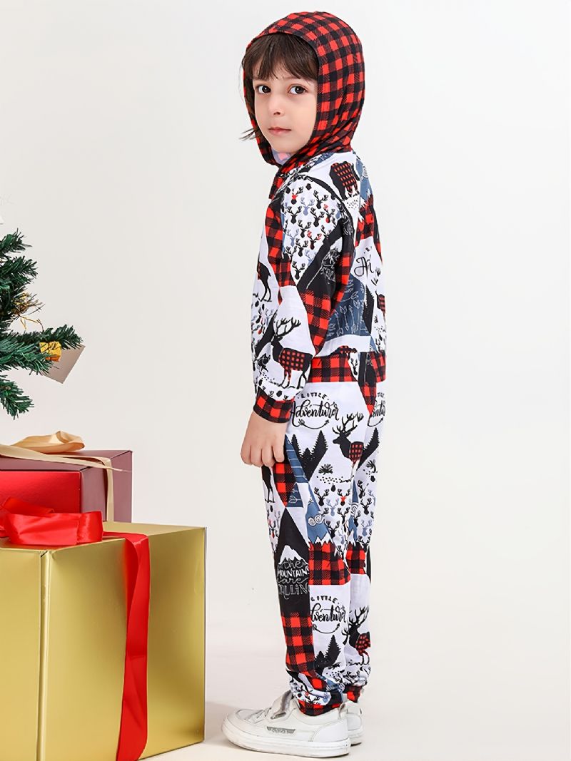 Ny Julepyjamas-bodysuit Med Hætte Til Drenge Piger