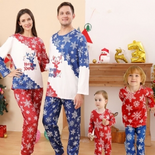 Piger Christmas Snowflake Print Rund Hals Langærmet Top & Bukser Sæt Pyjamas Jul