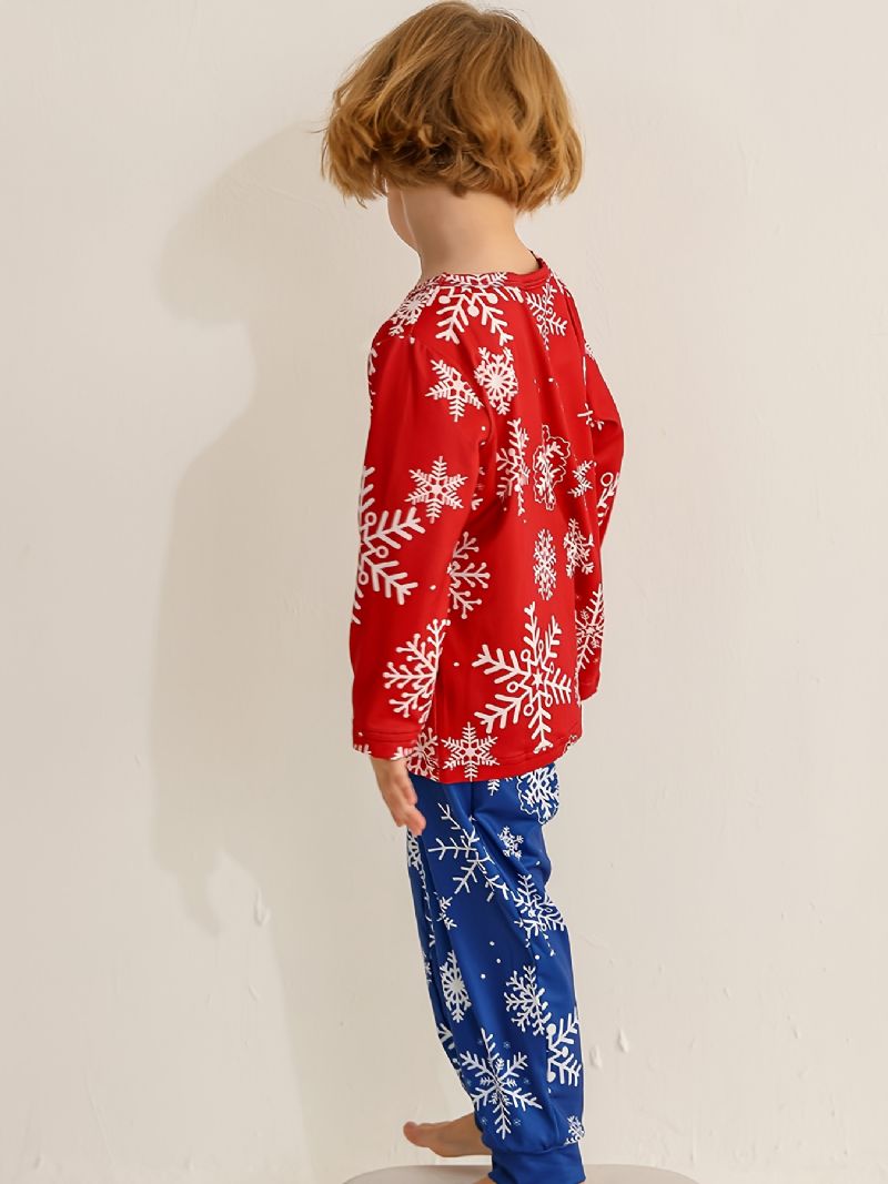 Piger Christmas Snowflake Print Rund Hals Langærmet Top & Bukser Sæt Pyjamas Jul