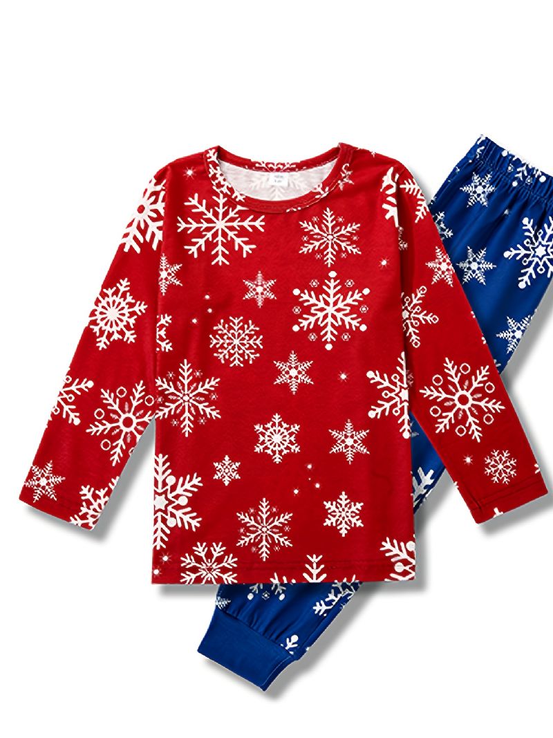 Piger Christmas Snowflake Print Rund Hals Langærmet Top & Bukser Sæt Pyjamas Jul