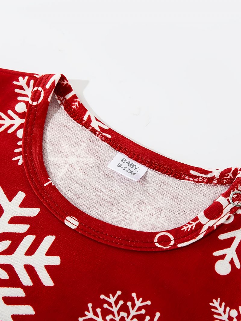 Piger Christmas Snowflake Print Rund Hals Langærmet Top & Bukser Sæt Pyjamas Jul