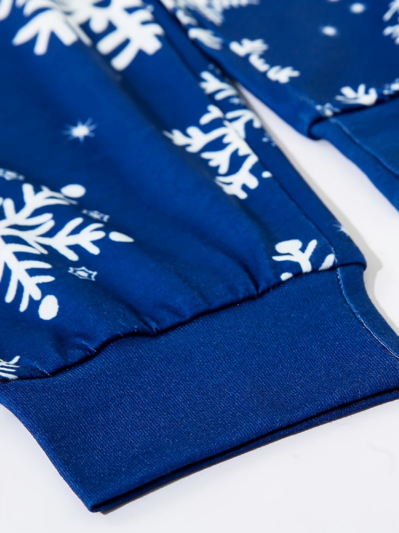 Piger Christmas Snowflake Print Rund Hals Langærmet Top & Bukser Sæt Pyjamas Jul
