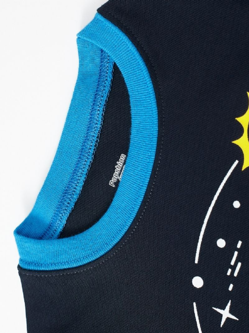 Popshion 2 Stk Drenge Starry Sky Cosmic Planet Langærmet Pyjamas Bomuldsdragt