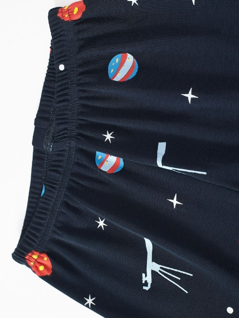 Popshion 2 Stk Drenge Starry Sky Cosmic Planet Langærmet Pyjamas Bomuldsdragt