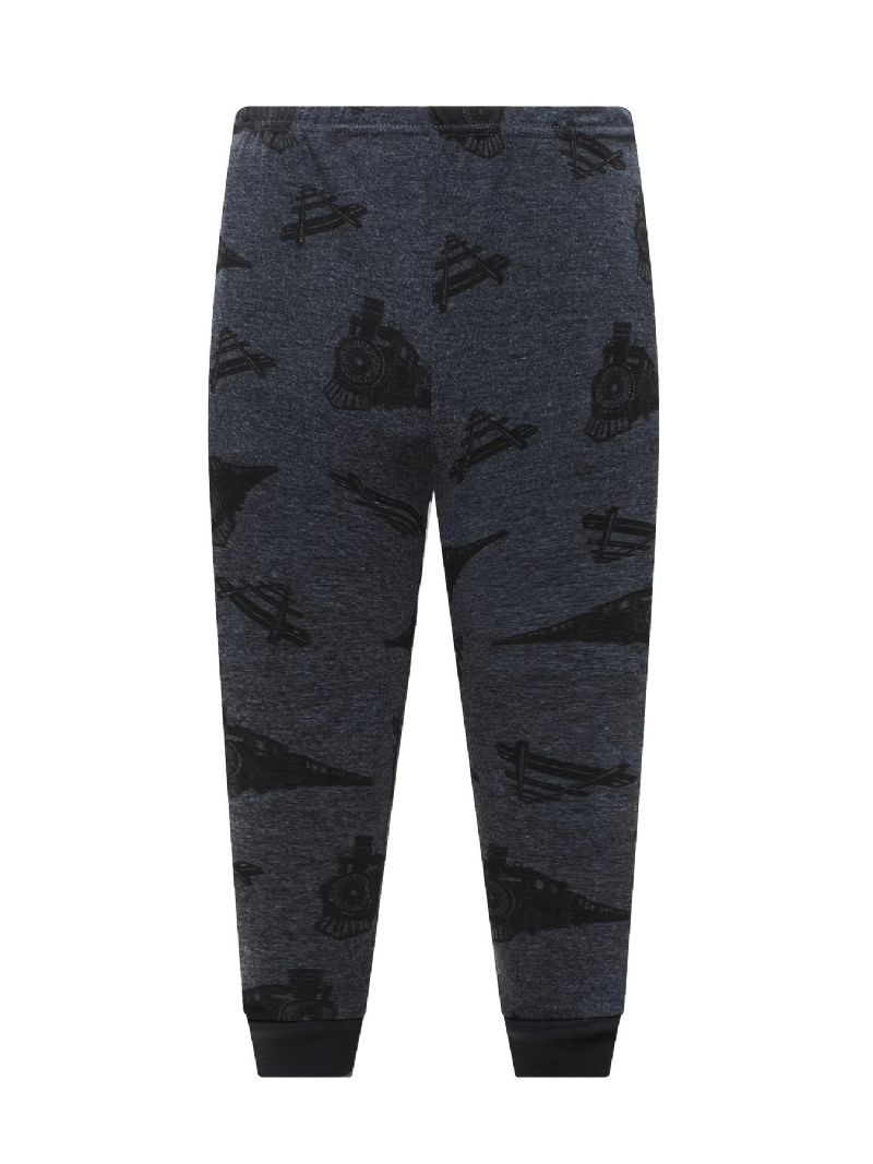 Popshion 2stk Drenge Train Cartoon Langærmet Pyjamas Bomuld Homewear Suit