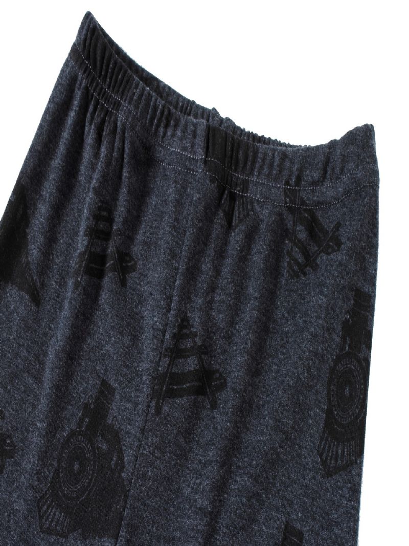 Popshion 2stk Drenge Train Cartoon Langærmet Pyjamas Bomuld Homewear Suit