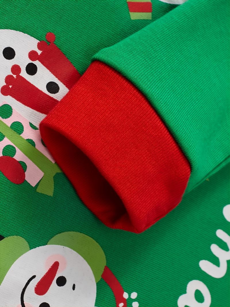 Popshion Børn Julepyjamas Bomuld Langærmet Snowman Christmas Pjs Set Xmas Holiday Tøj