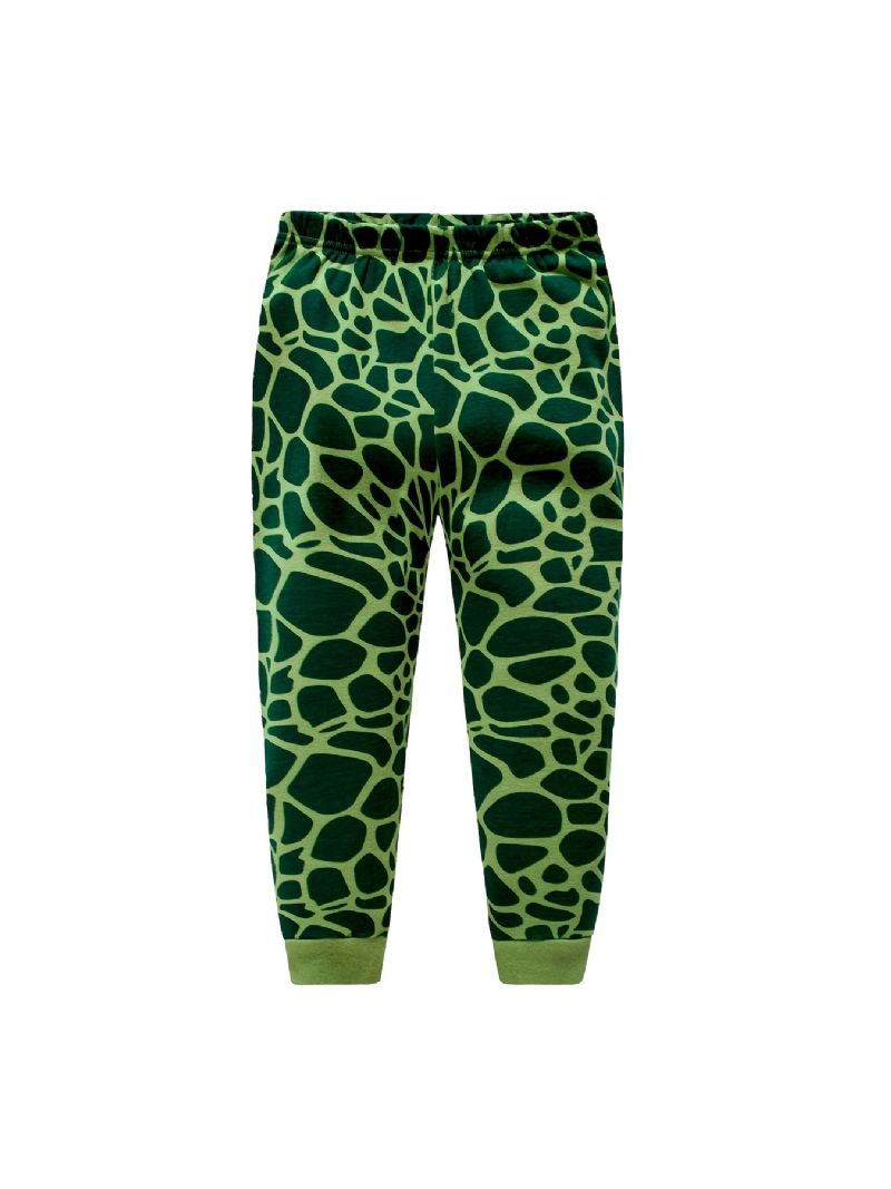 Popshion Drenge Pyjame Sæt 2 Stk Casual Dinosaur Crewneck Army Green Loungewear