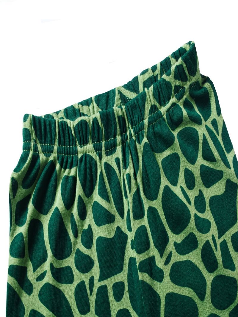 Popshion Drenge Pyjame Sæt 2 Stk Casual Dinosaur Crewneck Army Green Loungewear