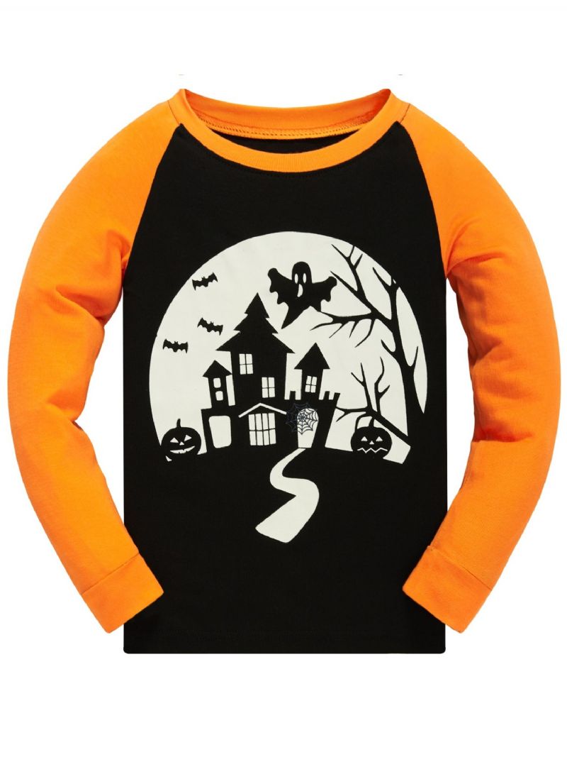 Popshion Drenge Spider Pumpkin Bat Ghost Witch Langærmet Pyjamassæt