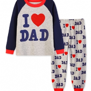 Pyjamassæt Til Småbørn Drenge Med Slogan Jeg Elsker Far Jeg Mor